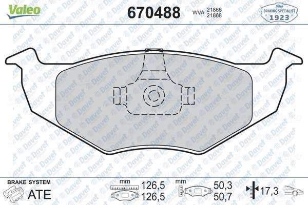 VALEO 670488 On Fren Balatasi  Volkswagen Polo Iii (95>)/Skoda Fabia (04/00>11/11)/Seat Arosa